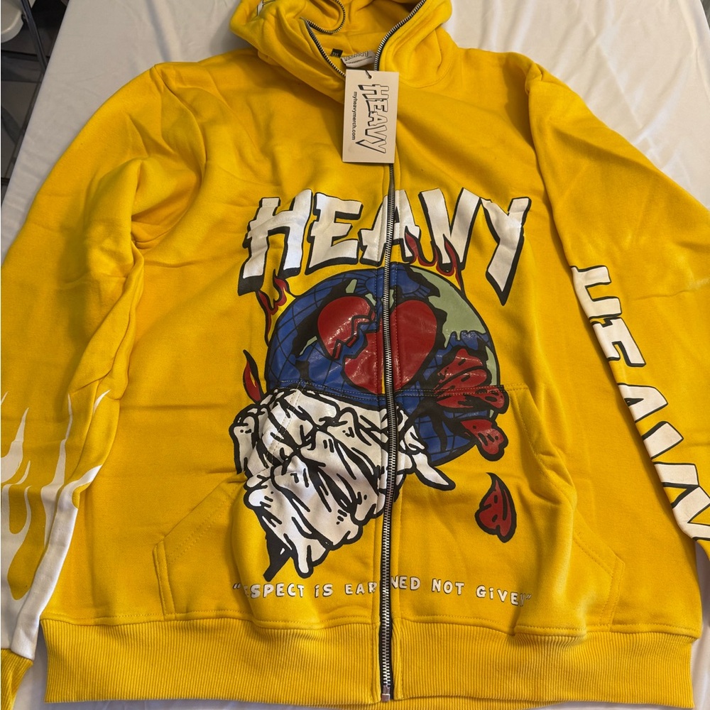 Yellow Graphic Zip-Up Hoodie